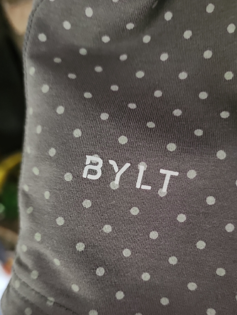 BYLT Basics Gray Polo with White Micro-Dot Pattern - Picture 2 of 8